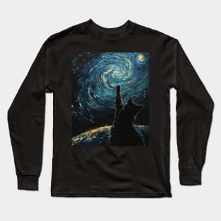 Cat Starry Night Rhapsody Long Sleeve T-Shirt